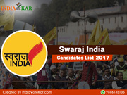 Swaraj India Candidates List 2017