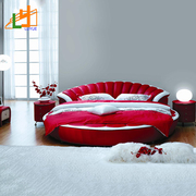 Modern design comfortable fabric rotating round bed queen size bed